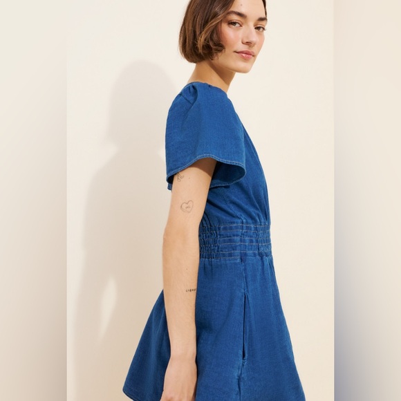 Anthropologie The Somerset Romper Denim Chambray Size XSP - Picture 2 of 12